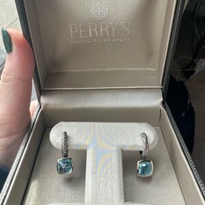 Effy Blue Stone Drop Earrings .925 sterling silver/14k gold